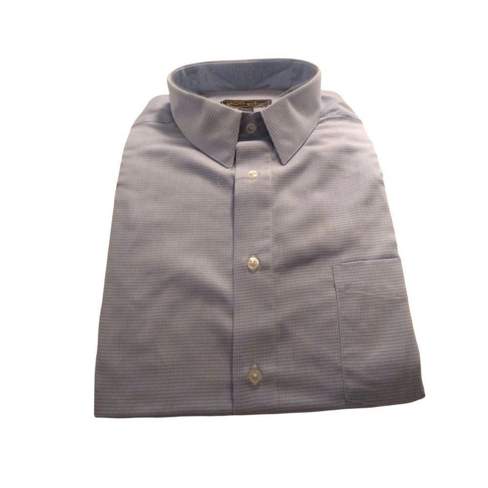 KS Signature Long-Sleeve Dress Shirt Blue Check Tall Size 17 39/0
